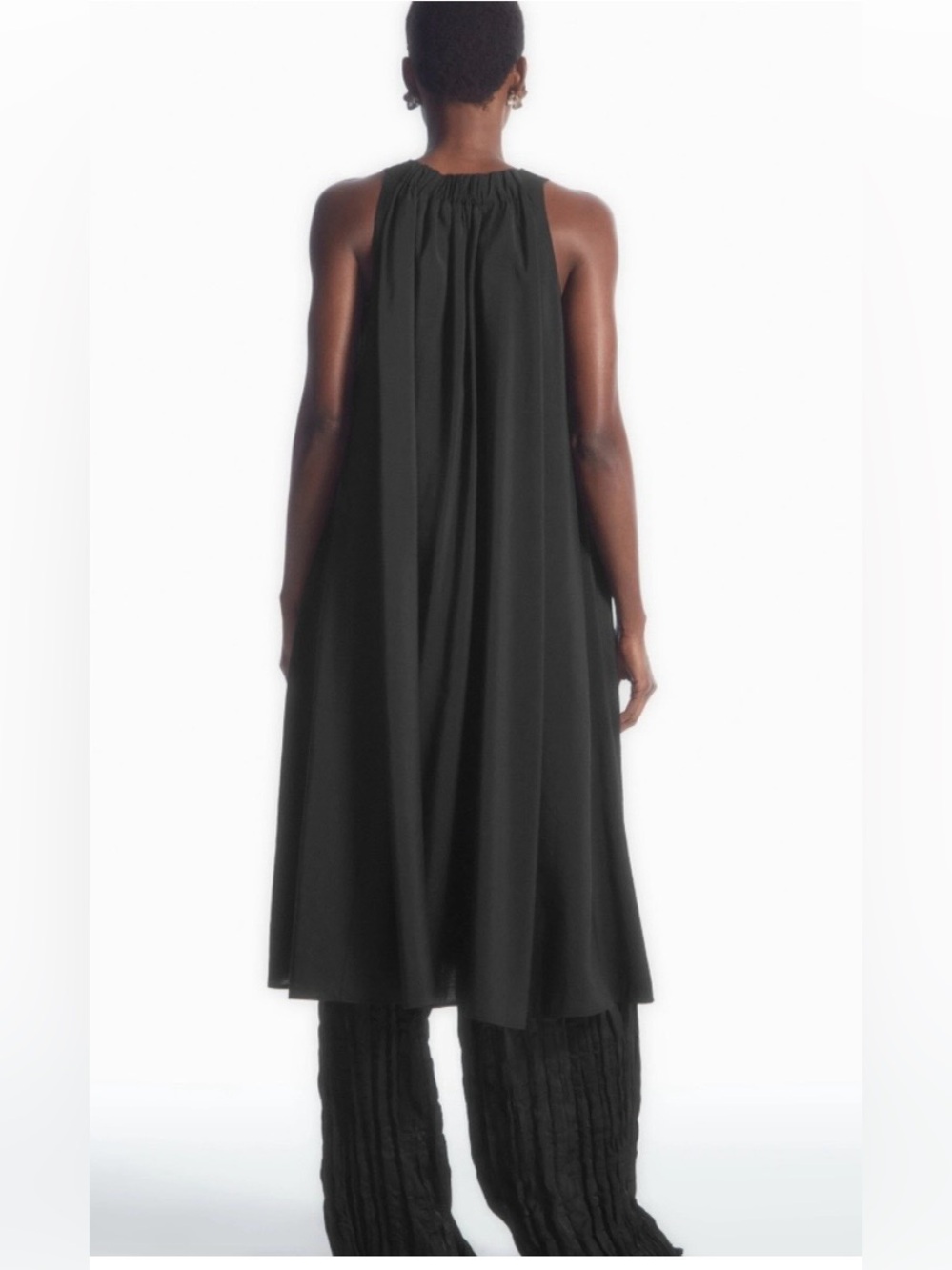 COS Black Sleeveless Midi Dress with High Neck and pockets - Picture 5 of 11